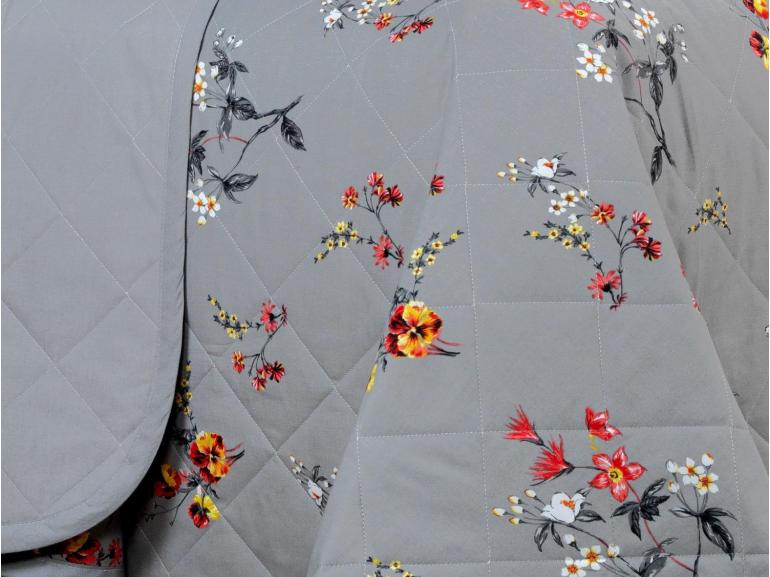 Kit: 1 Cobre-leito Queen + 2 Porta-travesseiros Percal 200 fios - Beatrice Cinza - Dui Design