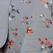 Kit: 1 Cobre-leito Queen + 2 Porta-travesseiros Percal 200 fios - Beatrice Cinza - Dui Design