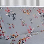 Kit: 1 Cobre-leito Queen + 2 Porta-travesseiros Percal 200 fios - Beatrice Cinza - Dui Design