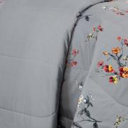 Enxoval Casal com Edredom 5 pe�as Percal 200 fios - Beatrice Cinza - Dui Design