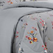 Enxoval Casal com Edredom 5 pe�as Percal 200 fios - Beatrice Cinza - Dui Design