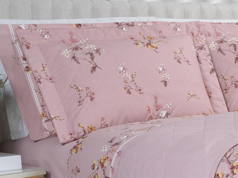 Kit: 1 Cobre-leito Solteiro + 1 Porta-travesseiro Percal 200 fios - Beatrice Vintage - Dui Design