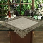 Centro de Mesa com Bordado Guipir Fcil de Limpar 85x85cm Avulso - Beatrice Bege e Taupe - Dui Design