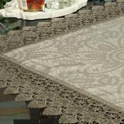 Centro de Mesa com Bordado Guipir Fcil de Limpar 85x85cm Avulso - Beatrice Bege e Taupe - Dui Design
