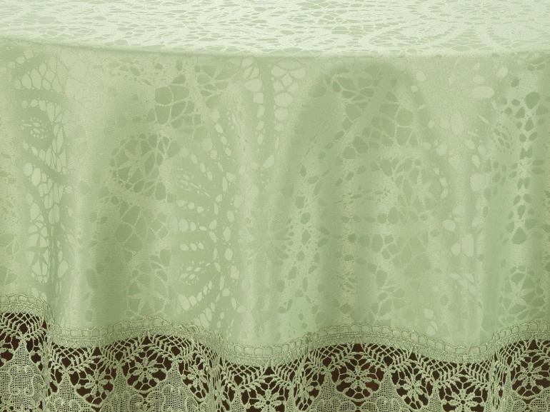 Toalha de Mesa com Bordado Guipir Fcil de Limpar Redonda 180cm - Beatrice Verde Claro - Dui Design