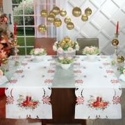 Trilho de Mesa Natal com Bordado Richelieu 45x170cm Avulso - Belem Branco - Dui Design