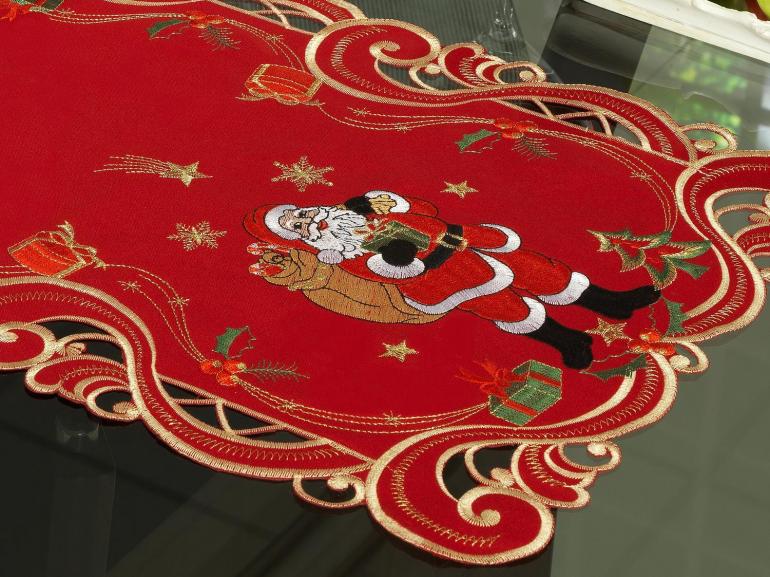 Trilho de Mesa Natal com Bordado Richelieu 40x85cm Avulso - Belm Vermelho - Dui Design