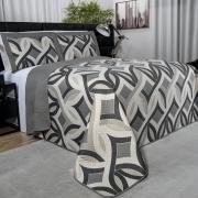 Kit: 1 Cobre-leito King Bouti de Microfibra Ultrasonic Estampada + 2 Porta-travesseiros - Belgrano Cinza - Dui Design