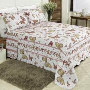 Kit: 1 Cobre-leito Queen Bouti de Algodo PatchWork + 2 Porta-travesseiros - Bella - Dui Design