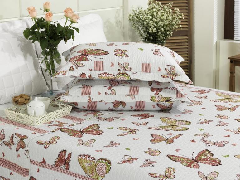 Kit: 1 Cobre-leito Queen Bouti de Algodo PatchWork + 2 Porta-travesseiros - Bella - Dui Design