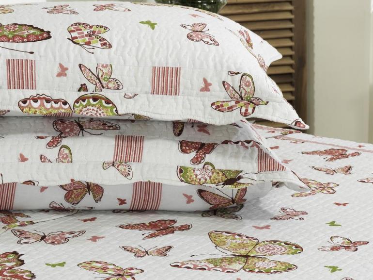 Kit: 1 Cobre-leito Queen Bouti de Algodo PatchWork + 2 Porta-travesseiros - Bella - Dui Design