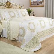 Kit: 1 Cobre-leito Casal + 2 porta-travesseiros Cetim 300 fios - Bellagio Marfim - Dui Design
