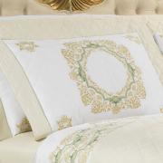 Kit: 1 Cobre-leito Casal + 2 porta-travesseiros Cetim 300 fios - Bellagio Marfim - Dui Design