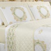 Kit: 1 Cobre-leito Casal + 2 porta-travesseiros Cetim 300 fios - Bellagio Marfim - Dui Design