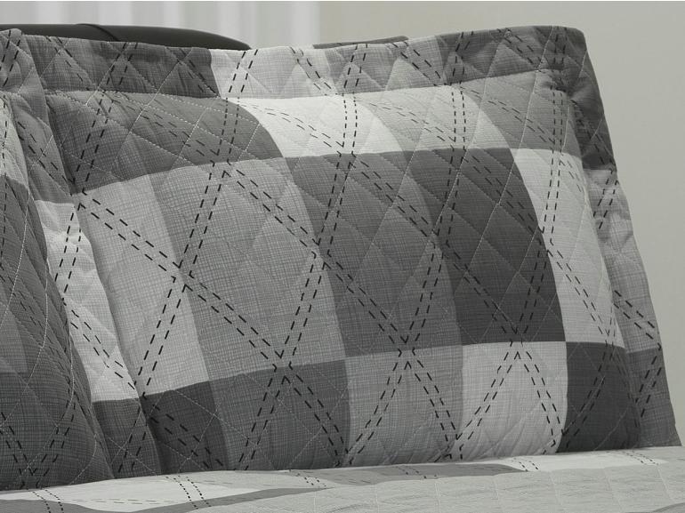 Kit: 1 Cobre-leito Queen + 2 Porta-travesseiros 150 fios - Benedit Cinza - Dui Design