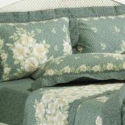 Kit: 1 Cobre-leito Casal + 2 Porta-travesseiros Percal 180 fios 100% Algodo - Berenice Verde - Dui Design