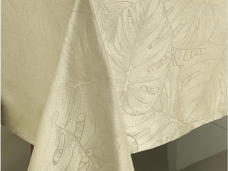 Toalha de Mesa Fcil de Limpar Retangular 6 Lugares 160x220cm - Beverly Caqui - Dui Design