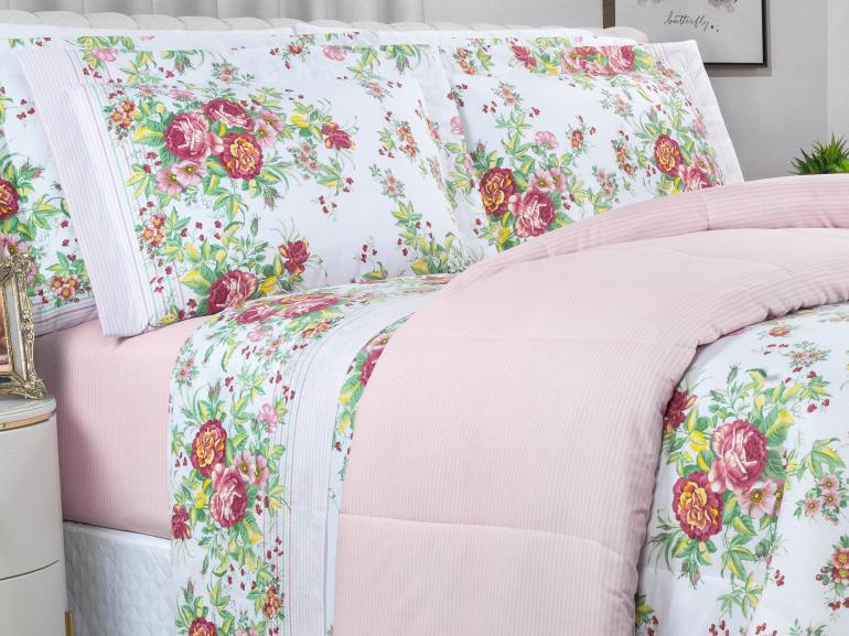 Jogo de Cama King 150 fios - Bia Rosa - Dui Design
