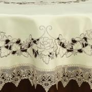Toalha de Mesa com Bordado Richelieu Redonda 180cm - Bianca Natural Bege - Dui Design