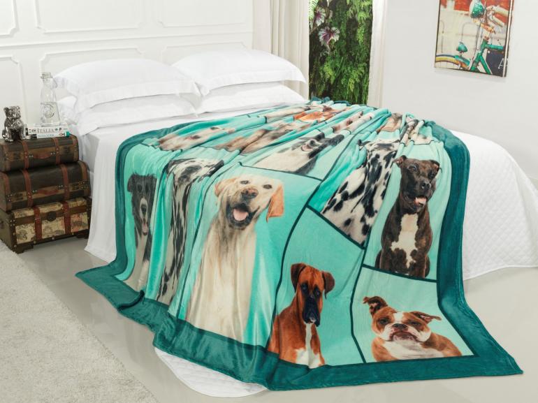 Cobertor Avulso Queen Flanelado com Estampa Digital 260 gramas/m - Big Dogs - Dui Design