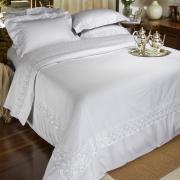 Jogo de Cama Queen Percal 200 fios 100% Algodo com Bordado Ingls - Blanca - Dui Design