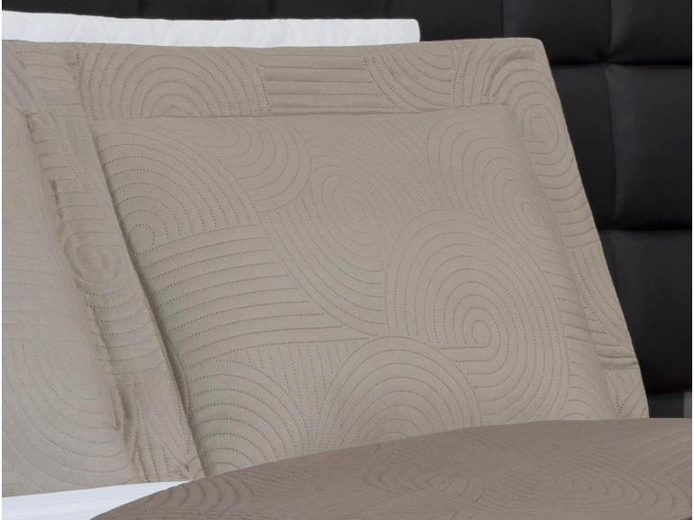 Kit: 1 Cobre-leito Casal Bouti de Microfibra Ultrasonic  + 2 Porta-travesseiros - Blend Taupe - Dui Design