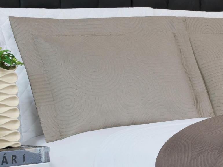 Kit: 1 Cobre-leito Casal Bouti de Microfibra Ultrasonic  + 2 Porta-travesseiros - Blend Taupe - Dui Design