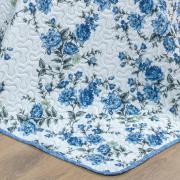 Kit: 1 Cobre-leito Queen Bouti de Microfibra Ultrasonic Estampada + 2 Porta-travesseiros - Blossom Azul - Dui Design