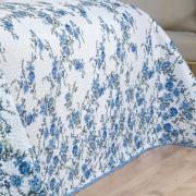 Kit: 1 Cobre-leito Queen Bouti de Microfibra Ultrasonic Estampada + 2 Porta-travesseiros - Blossom Azul - Dui Design