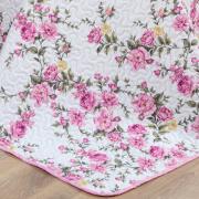 Kit: 1 Cobre-leito Queen Bouti de Microfibra Ultrasonic Estampada + 2 Porta-travesseiros - Blossom Rosa - Dui Design