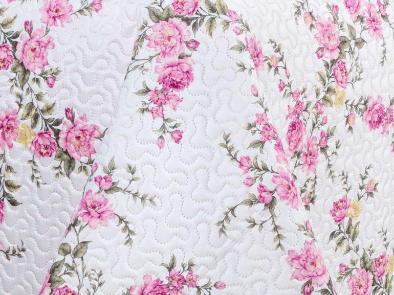 Kit: 1 Cobre-leito Queen Bouti de Microfibra Ultrasonic Estampada + 2 Porta-travesseiros - Blossom Rosa - Dui Design