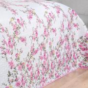 Kit: 1 Cobre-leito Queen Bouti de Microfibra Ultrasonic Estampada + 2 Porta-travesseiros - Blossom Rosa - Dui Design