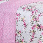 Kit: 1 Cobre-leito Queen Bouti de Microfibra Ultrasonic Estampada + 2 Porta-travesseiros - Blossom Rosa - Dui Design