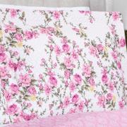 Kit: 1 Cobre-leito Queen Bouti de Microfibra Ultrasonic Estampada + 2 Porta-travesseiros - Blossom Rosa - Dui Design