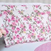 Kit: 1 Cobre-leito Queen Bouti de Microfibra Ultrasonic Estampada + 2 Porta-travesseiros - Blossom Rosa - Dui Design