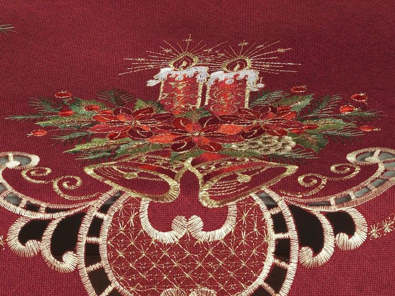 Centro de Mesa Natal Quadrado com Bordado Richelieu 85x85cm - Boas Festas Vermelho - Dui Design