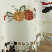 Toalha de Mesa Natal com Bordado Richelieu Redonda 180cm - Boas Festas Natural - Dui Design