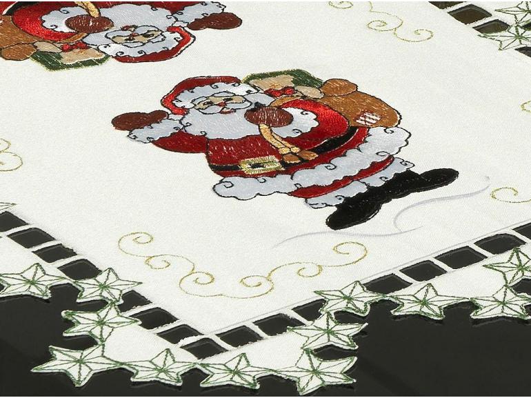 Jogo Americano Natal 4 Lugares (4 peas) com Bordado Richelieu 35x50cm - Boas Festas Natural - Dui Design