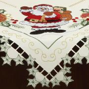 Centro de Mesa Natal Quadrado com Bordado Richelieu 85x85cm - Boas Festas Natural - Dui Design
