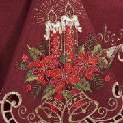 Toalha de Mesa Natal com Bordado Richelieu Quadrada 4 Lugares 160x160cm - Boas Festas Vermelho - Dui Design