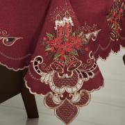 Toalha de Mesa Natal com Bordado Richelieu Retangular 8 Lugares 160x270cm - Boas Festas Vermelho - Dui Design