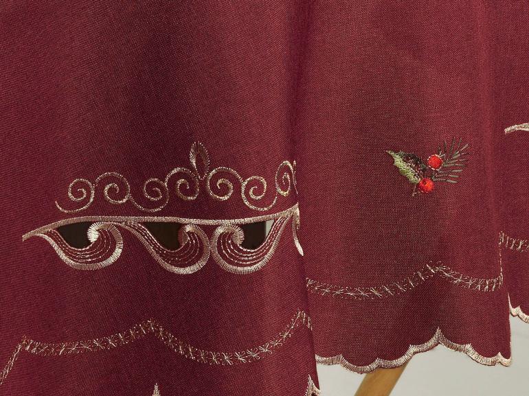 Toalha de Mesa Natal com Bordado Richelieu Redonda 180cm - Boas Festas Vermelho - Dui Design