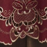 Toalha de Mesa Natal com Bordado Richelieu Redonda 180cm - Boas Festas Vermelho - Dui Design