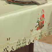 Toalha de Mesa Natal com Bordado Richelieu Quadrada 4 Lugares 160x160cm - Bom Natal Natural - Dui Design