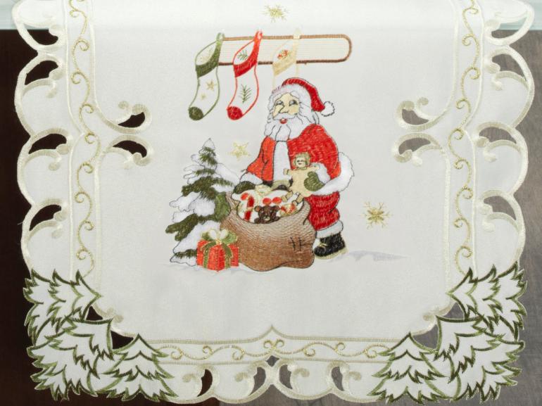 Trilho de Mesa Natal com Bordado Richelieu 45x170cm Avulso - Bom Natal Natural - Dui Design