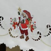 Toalha de Mesa Natal com Bordado Richelieu Retangular 6 Lugares 160x220cm - Bom Velhinho Branco - Dui Design