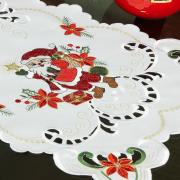 Trilho de Mesa Natal com Bordado Richelieu 40x85cm Avulso - Bom Velhinho Branco - Dui Design