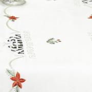 Trilho de Mesa Natal com Bordado Richelieu 45x170cm Avulso - Bom Velhinho Branco - Dui Design