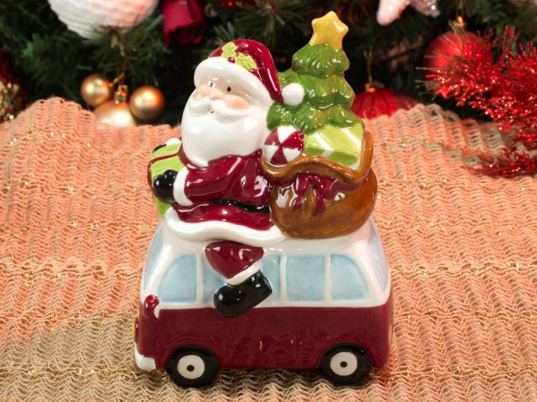 Bomboniere Natal de Cerâmica com 18,8cm de altura - Carro Noel - Dui Design