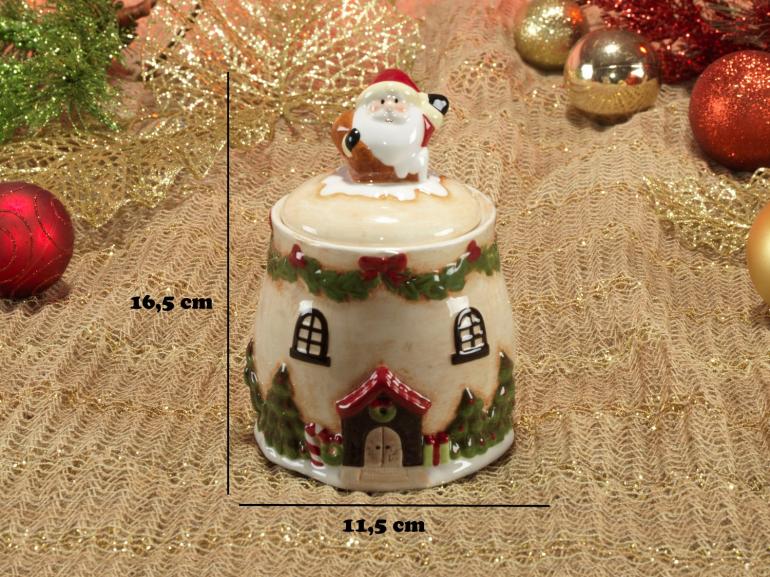Bomboniere Natal de Cermica com 16,5cm de altura - Casa Papai Noel - Dui Design